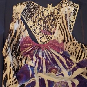 Sleeveless purple blouse